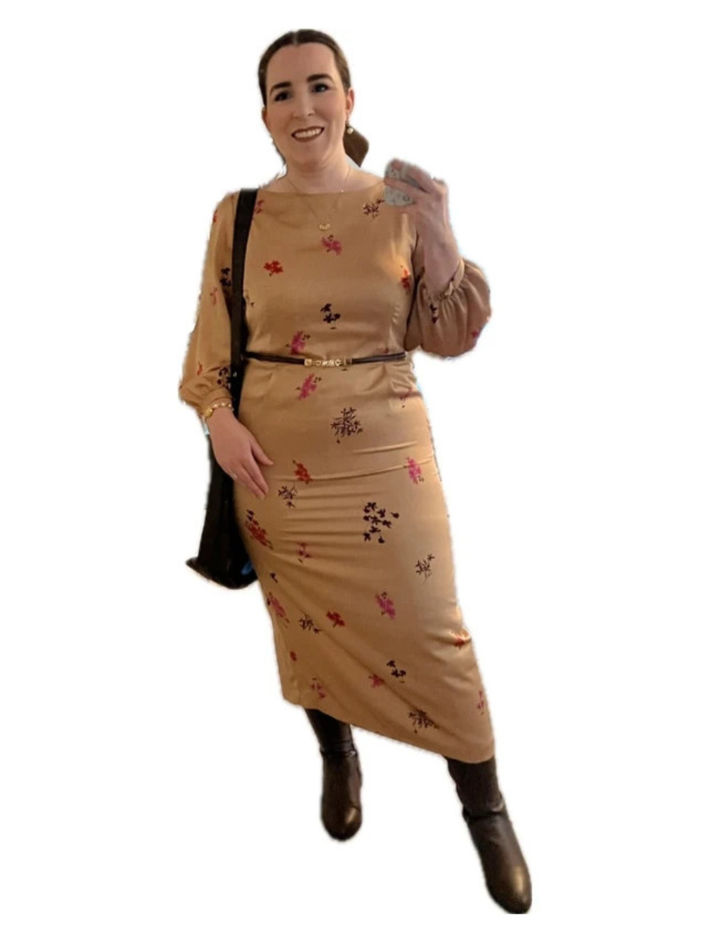 Ann Taylor Floral Satin Midi Dress | Romantic Fall Elegance | Size 10
